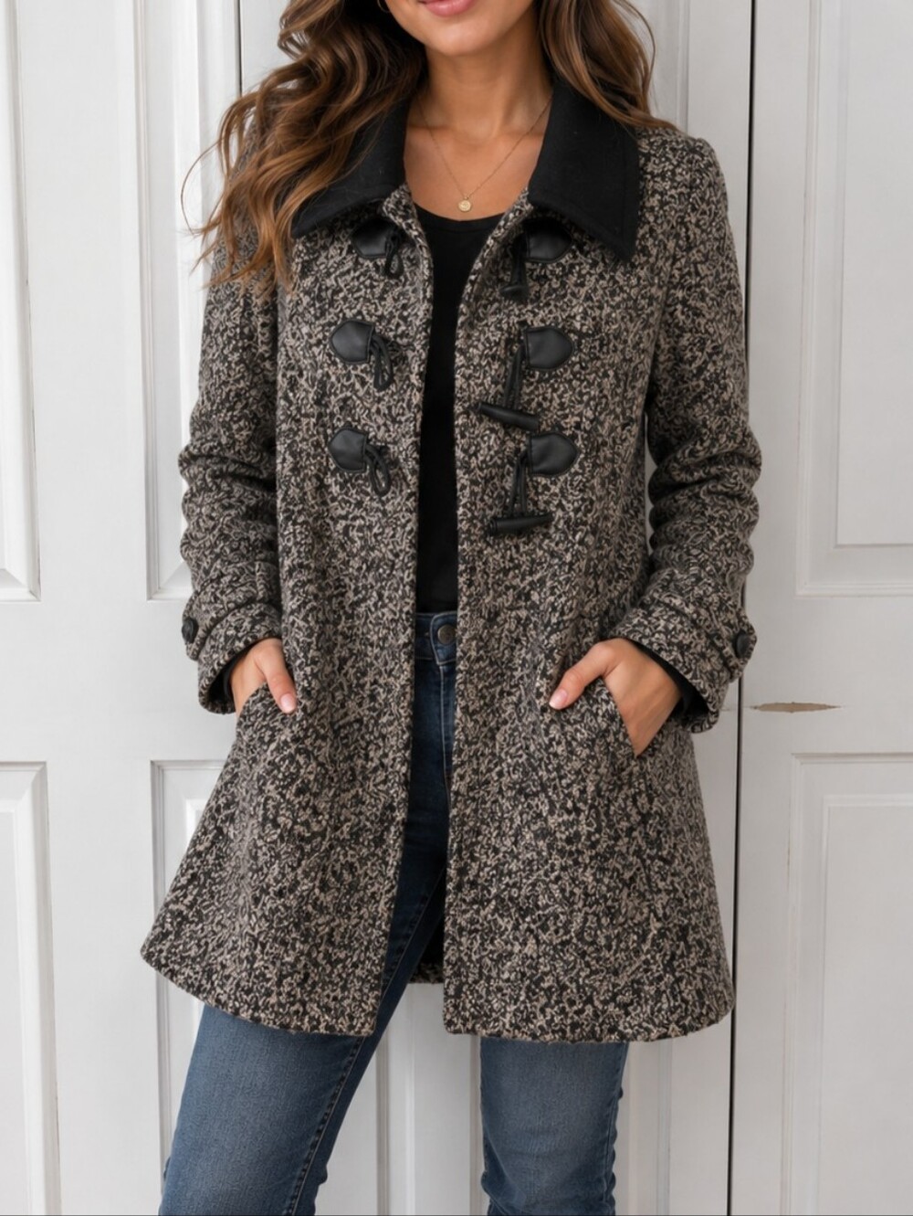 Women's Black and Gray Coat